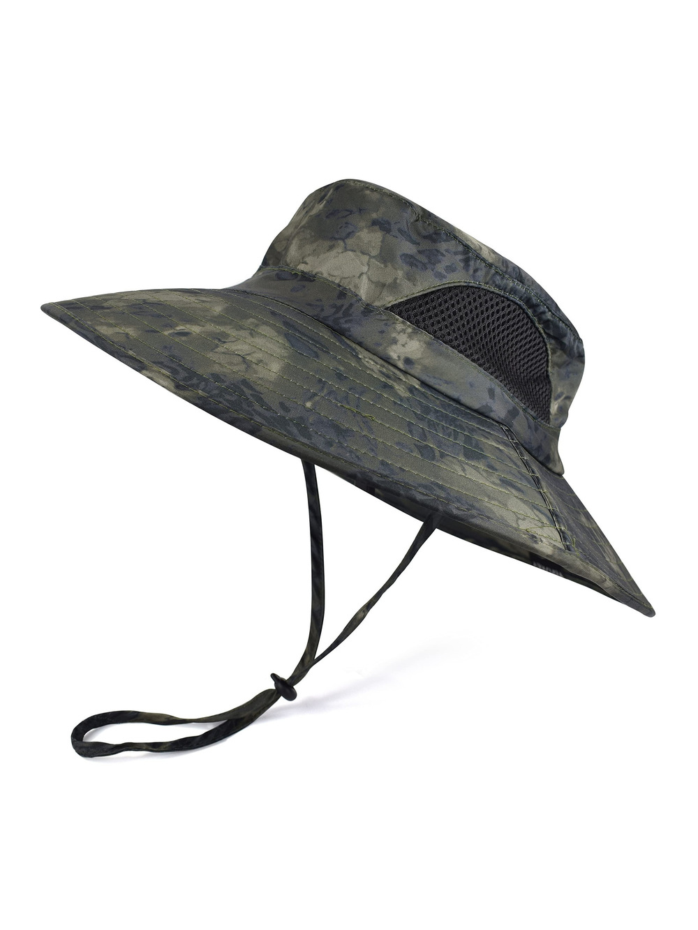 Wide Brim Sun Bucket Hat, Waterproof Boonie Hat | Army Green (Camo) | Size OS